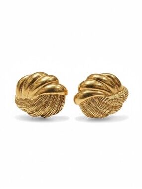 Napier Vintage Signed Twisted Gold Screw Back Earrings